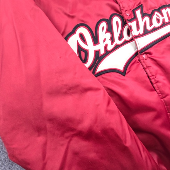 VTG Sooners Oklahoma University Bomber Jacket Mens M Crimson Red Xtreme Fanz - Picture 9 of 10